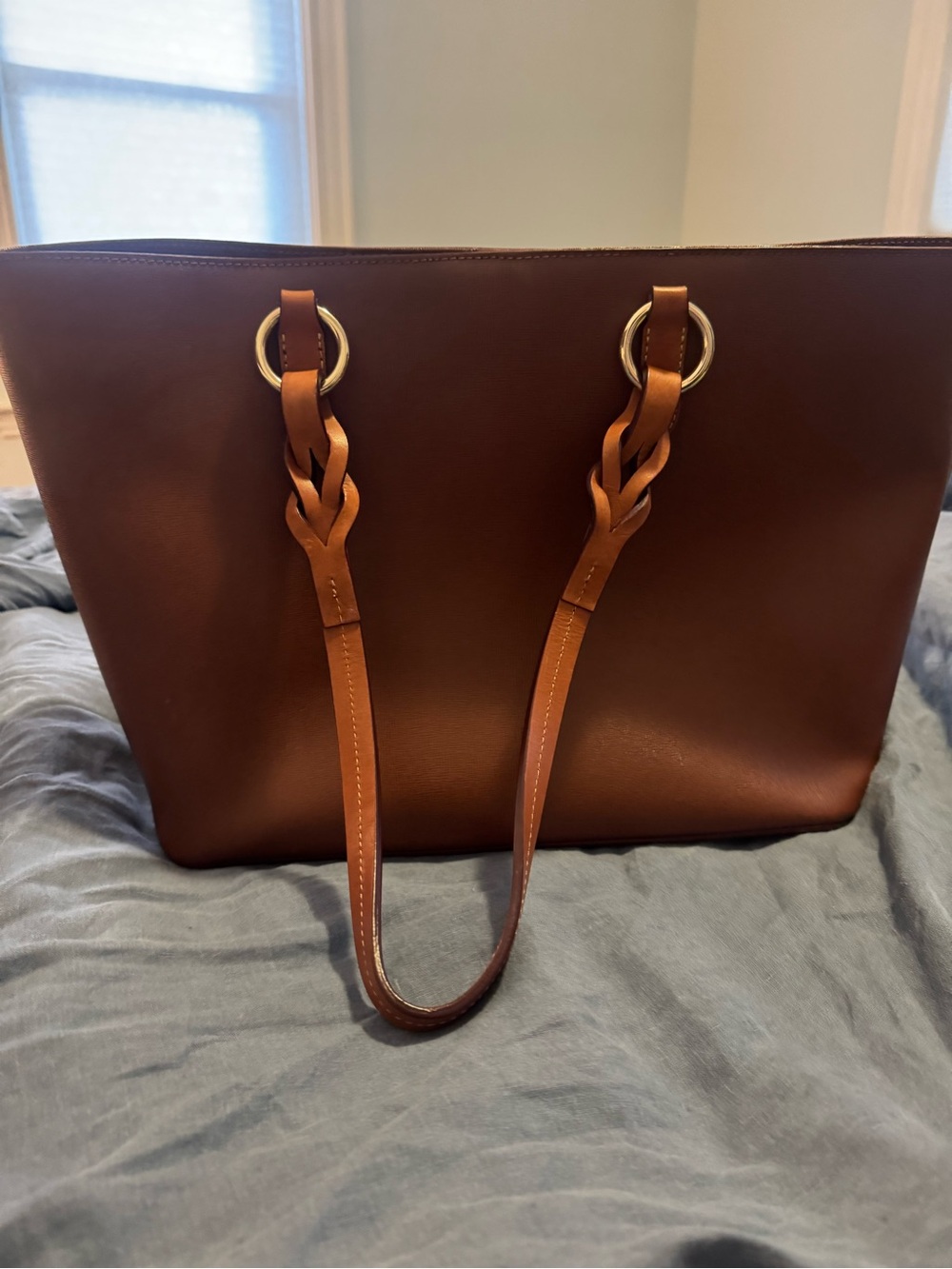 Dooney & Bourke Chocolate Brown Leather Tote with Braided Straps - Picture 2 of 4